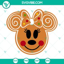 Gingerbread Minnie Mouse head SVG design, free daily SVG download for Christmas crafts.