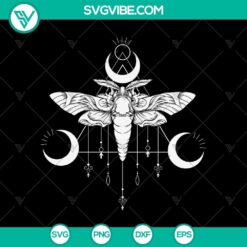 Goth Moth and Crescent Moon Creepy SVG, Halloween Scary SVG, Halloween SVG