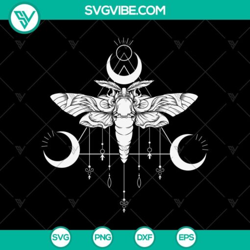 goth moth and crescent moon creepy svg halloween scary svg halloween svg