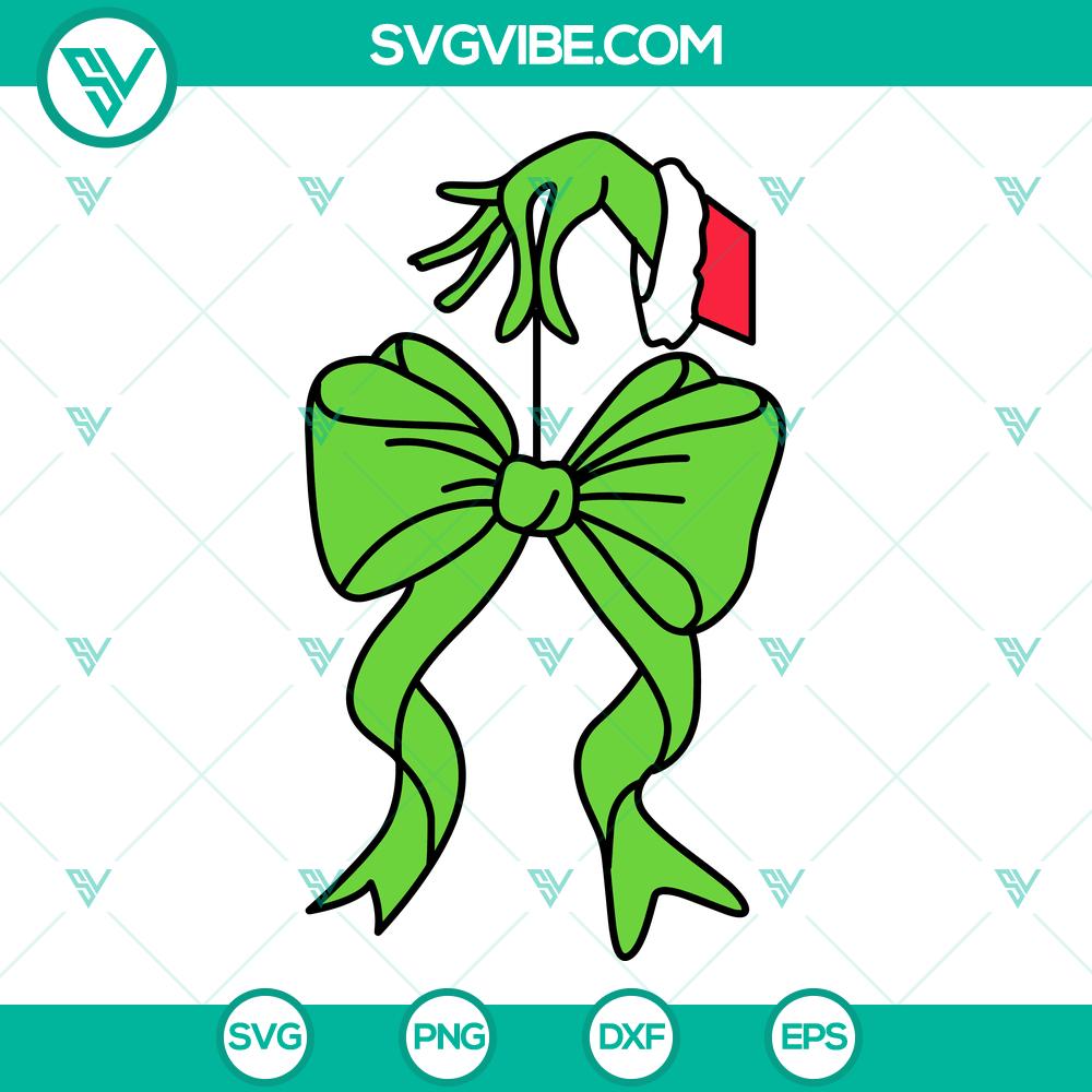 Grinch Hand with Coquette Bow Christmas SVG | Funny Grinchmas Cut Files Grinch Hand with Coquette Bow Christmas SVG | Funny Grinchmas Cut Files