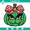 Grinch Head Pumpkin Coquette Bow SVG | Funny Holiday Grinch Cut Files 3