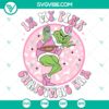 Grinch in pink Christmas era digital files with SVG, DXF, EPS, PNG formats. Festive and whimsical holiday design.