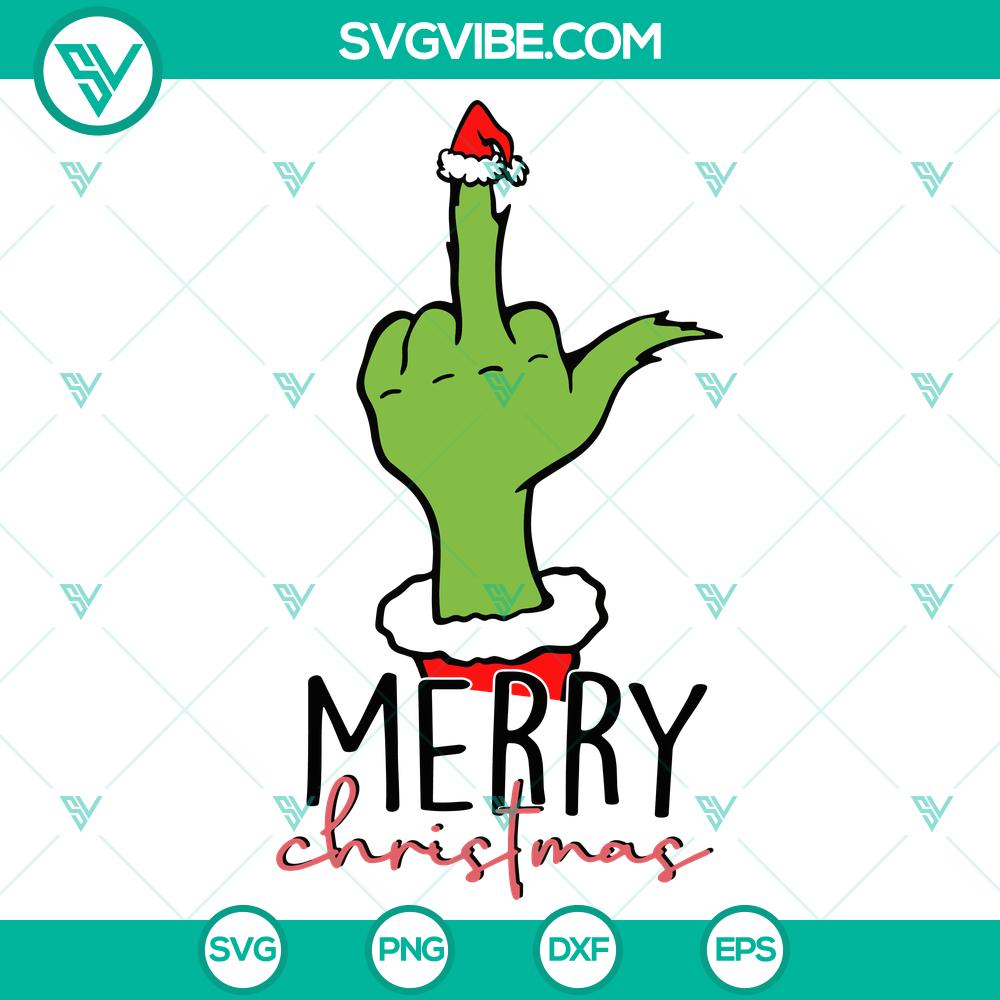 grinch-merry-christmas-middle-finger-svg-dxf-eps-png-cut-file.jpg Grinch Merry Christmas Middle Finger SVG DXF EPS PNG Cut File for holiday crafting projects.