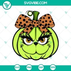Grinch Pumpkin Coquette SVG DXF EPS PNG Cut Files, Halloween SVG File, Halloween Cricut &amp; Silhouette Designs