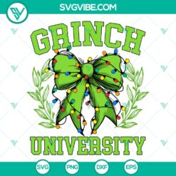 Grinch University Coquette Bow SVG | Funny Christmas Cut Files