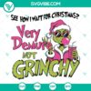 Funny Christmas Grinch SVG design with demure expression, perfect for holiday crafts. Ideal for Grinch-themed Christmas projects.