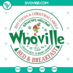 Grinch Welcome to Whoville Bed and Breakfast SVG | Funny Christmas Cut Files