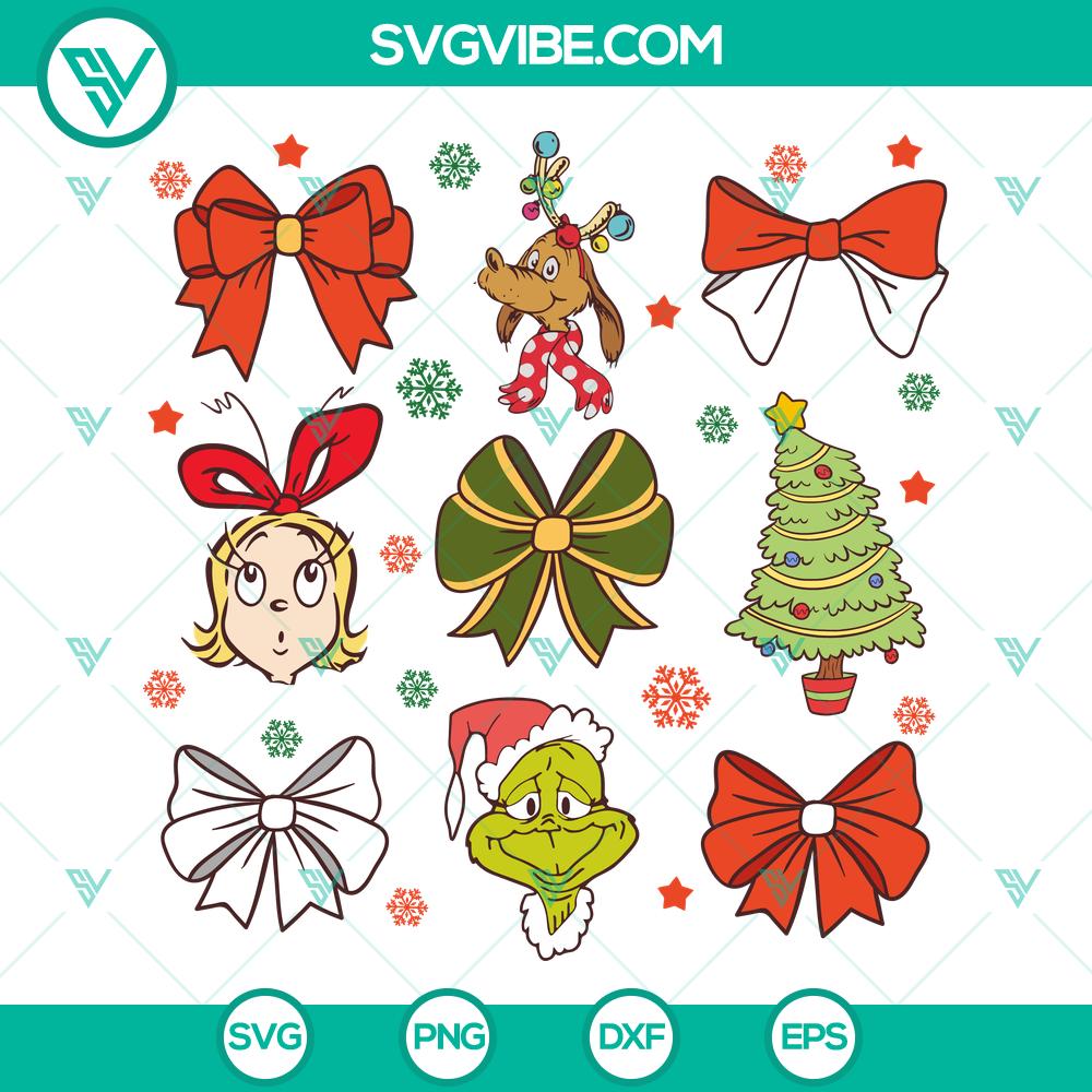 Grinchmas Coquette Bow SVG | Cute Holiday Grinch Cut Files Grinchmas Coquette Bow SVG featuring a cute holiday Grinch, perfect for Christmas crafts and decor.