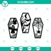 Halloween coffin SVG with scary ghost design, perfect for spooky Halloween craft projects.