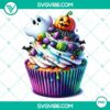 Cute Halloween cupcake characters clipart for party decorations and invitations, high-quality PNG file.