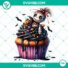 Cute Halloween cupcake characters clipart in PNG format for party decorations and invitations. High-quality design for spooky celebrations.