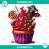 Halloween cupcake characters clipart for decorations and invitations, high-quality PNG for party use.