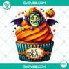 Colorful Halloween cupcake characters clipart for party decorations and invitations, high-quality PNG.