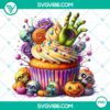 Halloween cupcake characters clipart for party decorations and invitations, high-quality PNG.