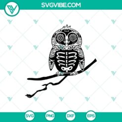 Spooky Halloween dead sugar skull owl SVG design, horror and scary elements, perfect for Halloween crafts and decorations.
