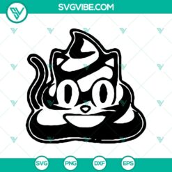 Funny Halloween poop black cat SVG design for Halloween, featuring a cute and humorous twist on the iconic black cat.