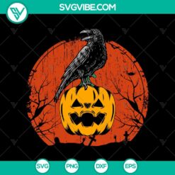 Halloween Raven Red Moon Spooky Night SVG design with scary Halloween elements, perfect for spooky holiday crafts.