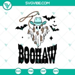 Retro Boohaw Ghost Halloween SVG, DXF, EPS, PNG Cut Files for Cricut & Silhouette Designs, ideal for spooky Halloween crafts and projects.