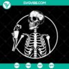 Skeleton skull with coffee cup, Halloween themed SVG designs: Trick or Treat, Halloween Mom. Great for Halloween craft projects.