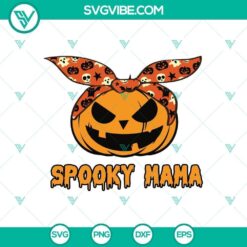 Halloween Spooky Mama Pumpkin Bandana SVG, Horror SVG, Halloween SVG, Scary SVG