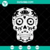 Colorful Halloween Sugar Skull Funny SVG for Trick or Treat, featuring a quirky design perfect for Halloween Mom. Great for crafting projects.