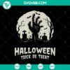 Spooky Halloween Trick or Treat SVG design with scary elements for Oct 31 celebrations.