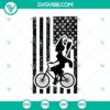 Halloween witch riding USA flag in spooky horror-themed SVG illustration for Halloween designs.