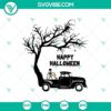 Happy Halloween Skeleton Truck SVG with Horror, Halloween, and Scary elements for spooky themed designs.