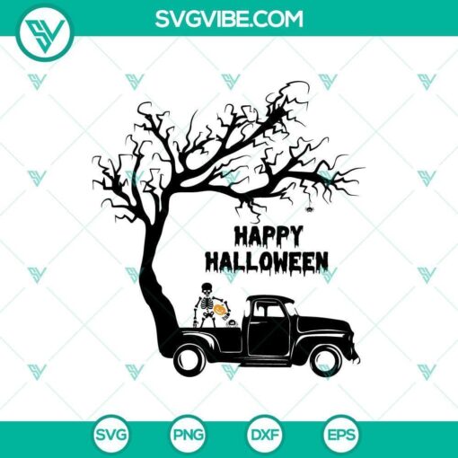 happy halloween skeleton truck svg horror svg halloween svg scary svg