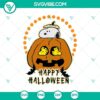 Happy Halloween Snoopy inside pumpkin design SVG for Halloween celebrations. Perfect for crafts, clothing, and decor.