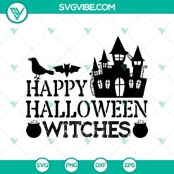 Happy Halloween Witches SVG with horror and scary elements for Halloween celebrations.