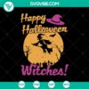 Spooky "Happy Halloween Witches" SVG design with scary witch silhouettes on Halloween theme.