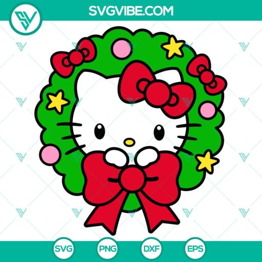 hello kitty christmas wreatha svg christmas svg sanrio christmas svg kawaii svg