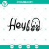 Spooky Halloween SVG design featuring "Hey Boo" text, perfect for Halloween projects.