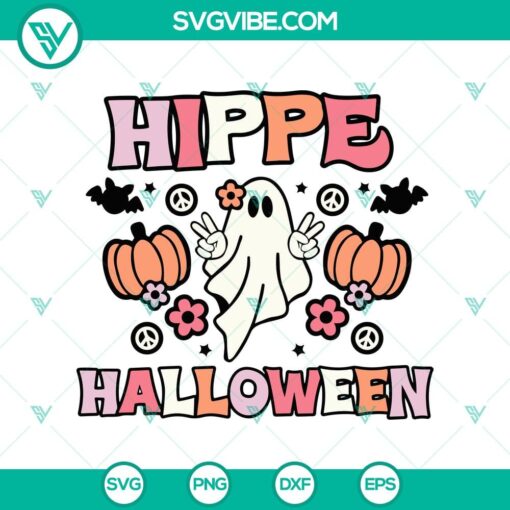 hippe halloween svg cute ghost halloween svg peace love halloween svg