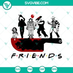 Homicidal Halloween SVG with Horror Friends theme for Halloween. Illustration with spooky and eerie characters for crafting.