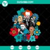 Horror characters floral SVG for Halloween, featuring spooky and fun design elements. Happy Halloween SVG for crafting projects.