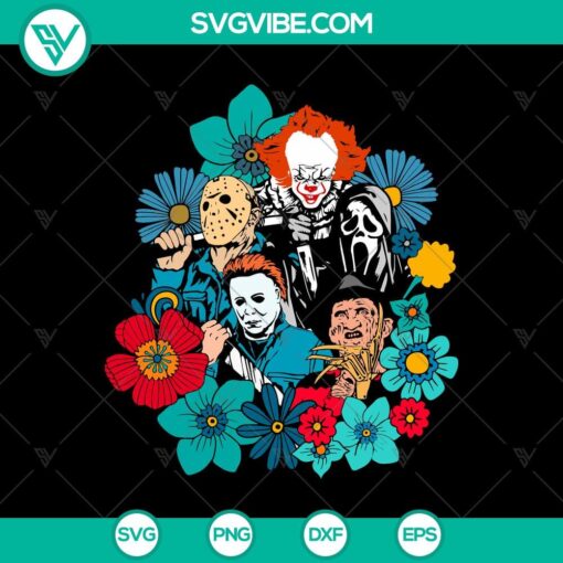 horror characters floral svg horror halloween svg happy halloween svg