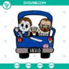 Creepy horror characters in truck SVG featuring Jason, Michael, and Hannibal Lecter. Perfect for Halloween designs.