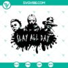 Horror Characters Slay All Day SVG featuring Jason, Michael, and Freddy from horror movies. Great for Halloween designs.