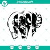 Scary half face SVG illustration for Halloween with horror elements.