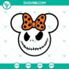 Spooky Horror Minnie Mouse head SVG, Disney Halloween design with Mickey and Minnie characters for crafting and decor.