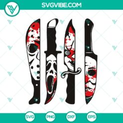 Horror Movie Characters In Knives Bloody SVG, Horror Characters SVG, Halloween SVG