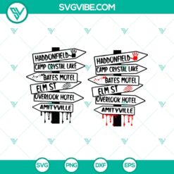 Spooky and eerie Horror Streets and Characters SVG design for Halloween decor featuring haunted streets and creepy figures.