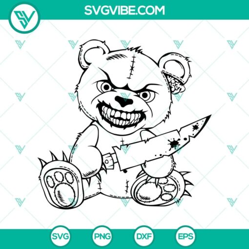 horror teddy bear svg angry bear with knife svg horror bear svg