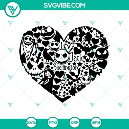 i love jack skellington svg the nightmare before christmas heart svg jack svg