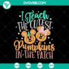 Adorable Halloween Disney Mickey and Minnie SVG design with the phrase "I Teach The Cutest Pumpkins In The Patch", perfect for crafts and projects.
