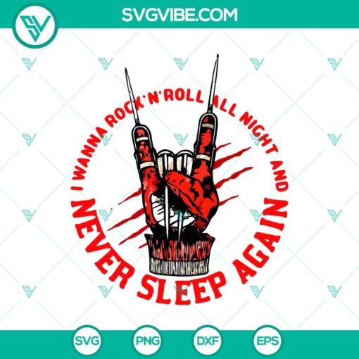 i wanna rock8217n8217roll all night and never sleep again svg freddy krueger claws svg horror svg