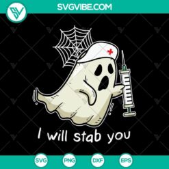 Spooky Halloween SVG design featuring a dagger with text "I Will Stab You", perfect for Oct 31 projects and horror-themed crafts.