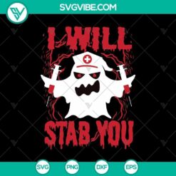 Spooky Halloween SVG design with a menacing message "I Will Stab You", ideal for horror-themed projects.